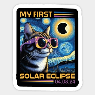 Solar Cat Eclipse, View Totality April 8 2024 Astronomy Cat Sticker